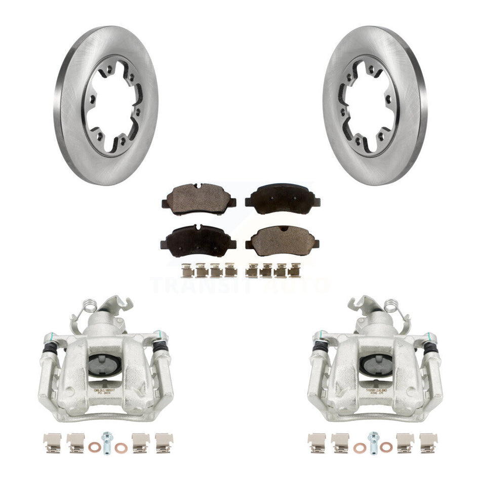 Rear Brake Caliper Rotor Ceramic Pad Kit For 15-19 Ford Transit-350 HD With 6 Lug Wheels KC8-100213T