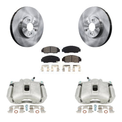 Front Disc Brake Caliper Rotors And Semi-Metallic Pads Kit For 2005-2007 Honda Accord Sedan with 3.0L GAS engine Manual transmission KC8-100214S