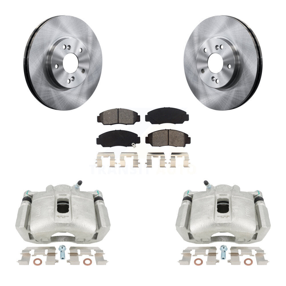 Front Disc Brake Caliper Rotors And Semi-Metallic Pads Kit For 2005-2007 Honda Accord Sedan with 3.0L GAS engine Manual transmission KC8-100214S by Transit Auto