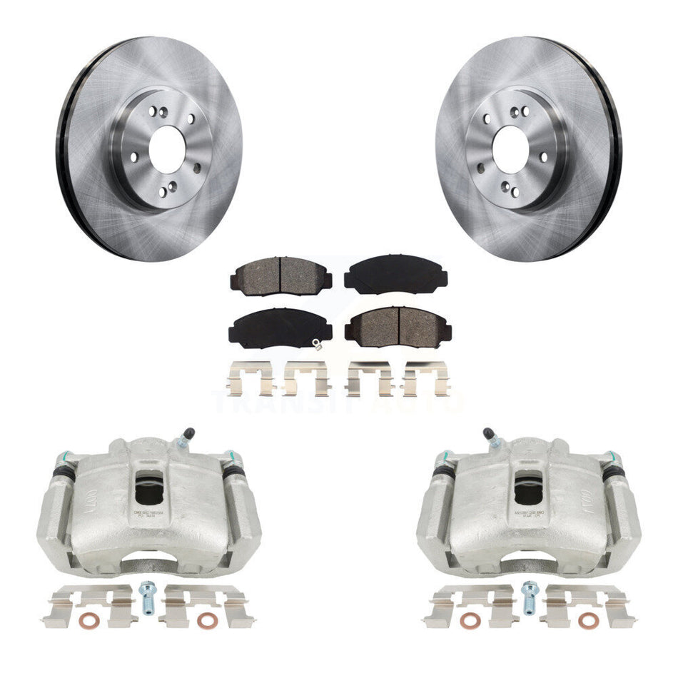 Front Disc Brake Caliper Rotors And Semi-Metallic Pads Kit For 2005-2007 Honda Accord Sedan with 3.0L GAS engine Manual transmission KC8-100214S