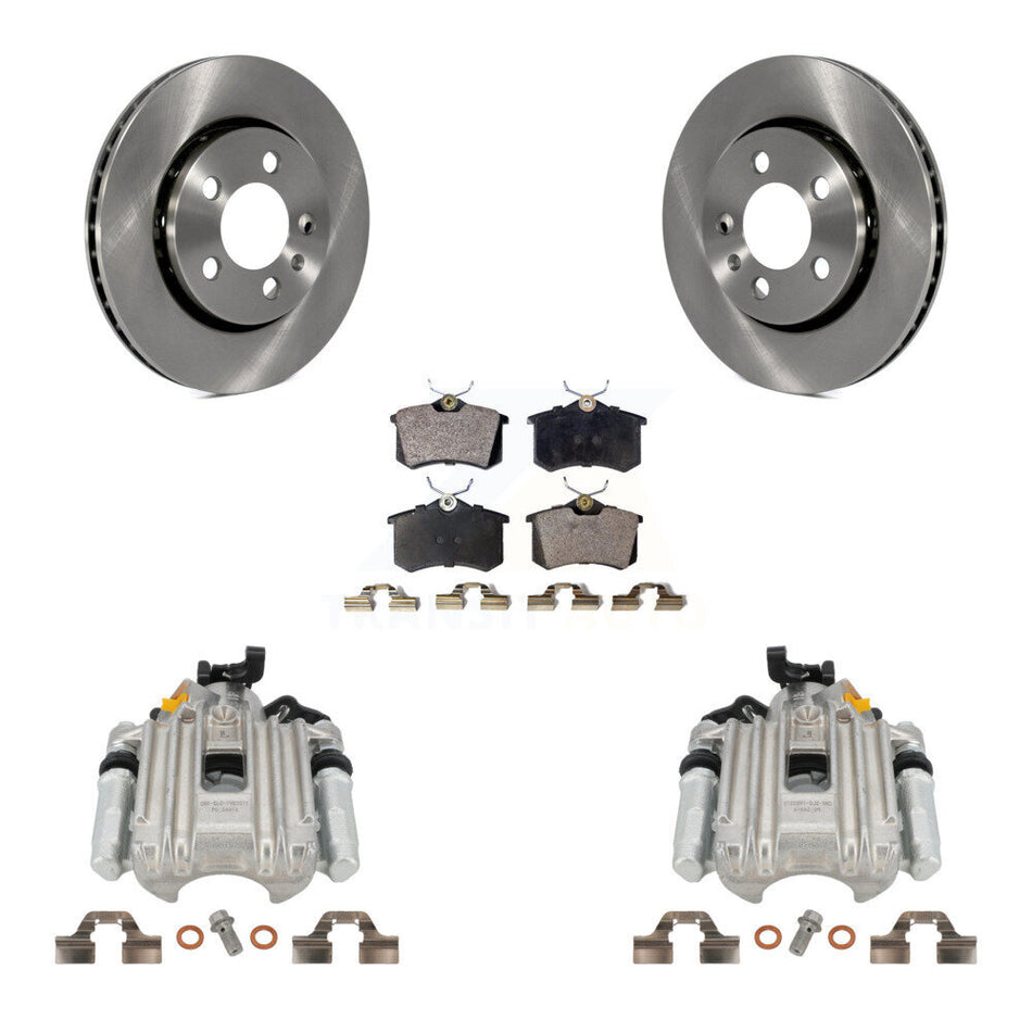 Rear Disc Brake Caliper Rotors And Ceramic Pads Kit For Volkswagen Jetta KC8-100216T