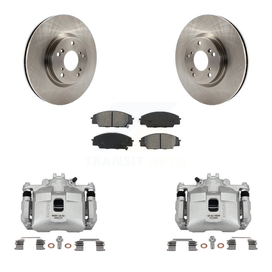 Front Brake Caliper Rotor & Semi-Metallic Pad Kit For 2006-2011 Honda Civic Si with 2.0L KC8-100217S