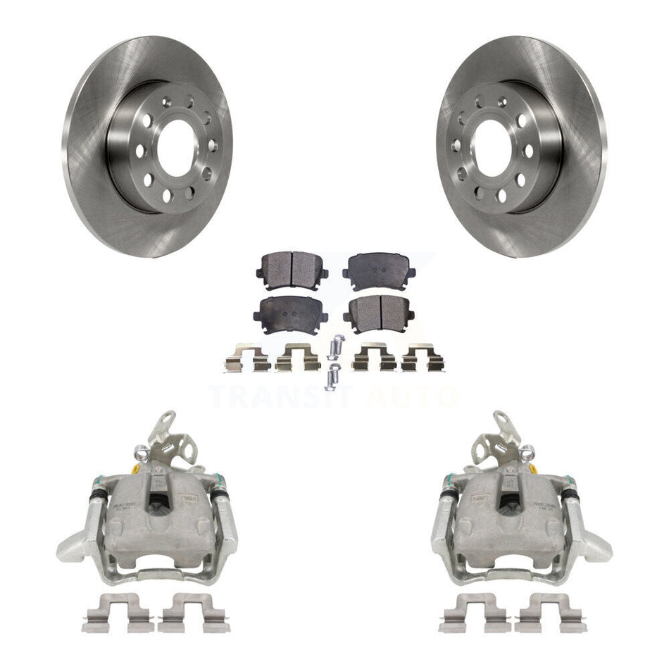 Rear Disc Brake Caliper Rotors And Ceramic Pads Kit For Volkswagen Jetta Rabbit KC8-100219T