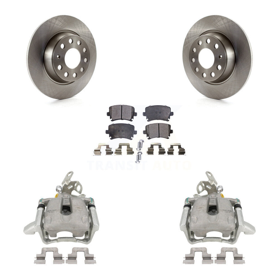 Rear Disc Brake Caliper Rotors And Ceramic Pads Kit For Volkswagen Jetta GTI Audi A3 Quattro KC8-100221T by Transit Auto