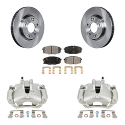 Front Disc Brake Caliper Rotors And Semi-Metallic Pads Kit For Kia Forte Koup Forte5 2.0L KC8-100224P
