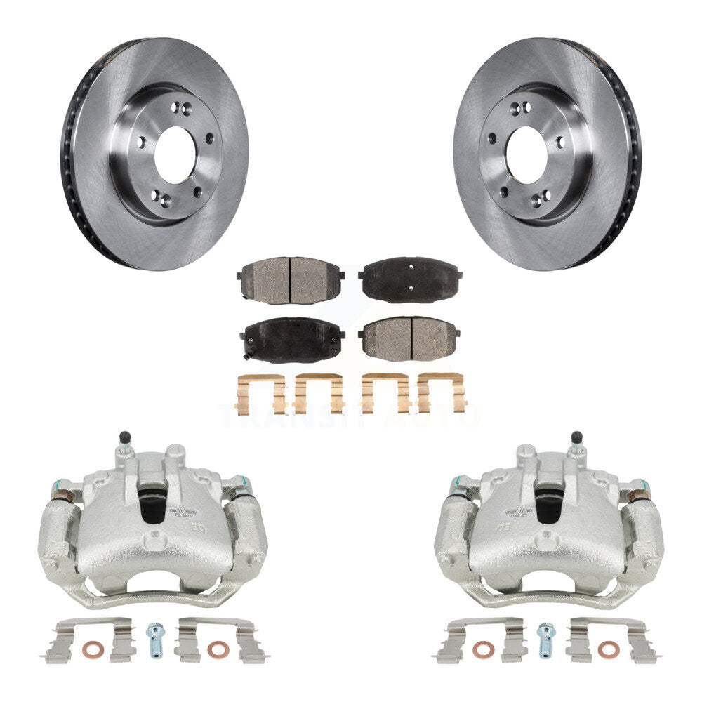 Front Disc Brake Caliper Rotors And Semi-Metallic Pads Kit For Kia Forte Koup Forte5 2.0L KC8-100224P by Transit Auto