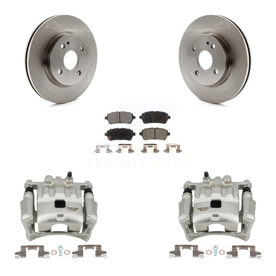 Front Disc Brake Caliper Rotors And Semi-Metallic Pads Kit For 2011-2014 Mazda 2 KC8-100229P