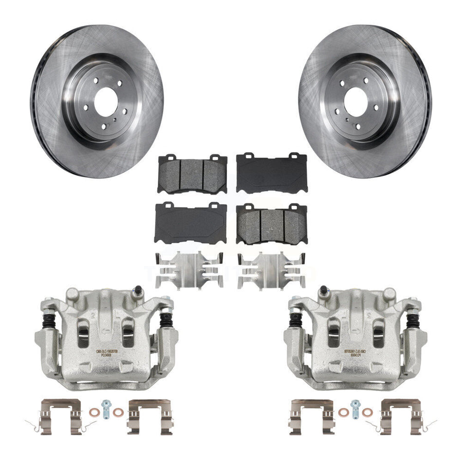 Front Brake Caliper Rotor & Semi-Metallic Pad Kit For INFINITI G37 With 4 Piston KC8-100232S