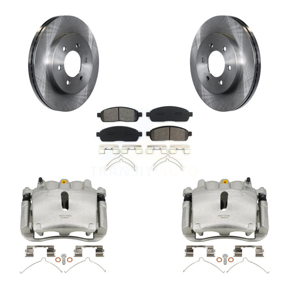 Front Disc Brake Caliper Rotors And Semi-Metallic Pads Kit For Ford F-150 Lincoln Mark LT With 6 Lug Wheels 4WD KC8-100237S