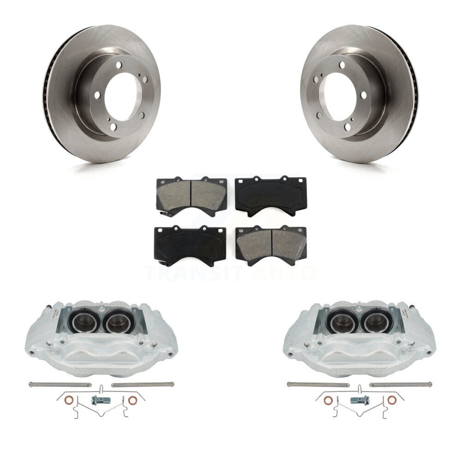 Front Disc Brake Caliper Rotors And Semi-Metallic Pads Kit For Lexus LX570 Toyota Land Cruiser KC8-100243S