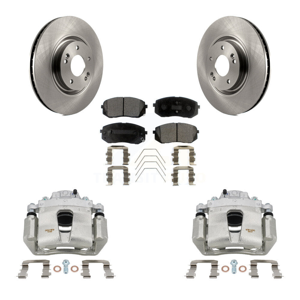 Front Disc Brake Caliper Rotors And Semi-Metallic Pads Kit For Hyundai Sonata Kia Optima KC8-100244P
