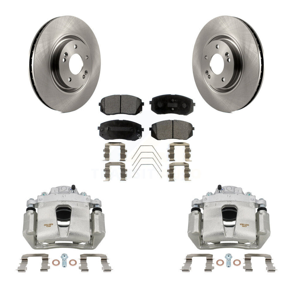 Front Disc Brake Caliper Rotors And Semi-Metallic Pads Kit For Hyundai Sonata Kia Optima KC8-100244P
