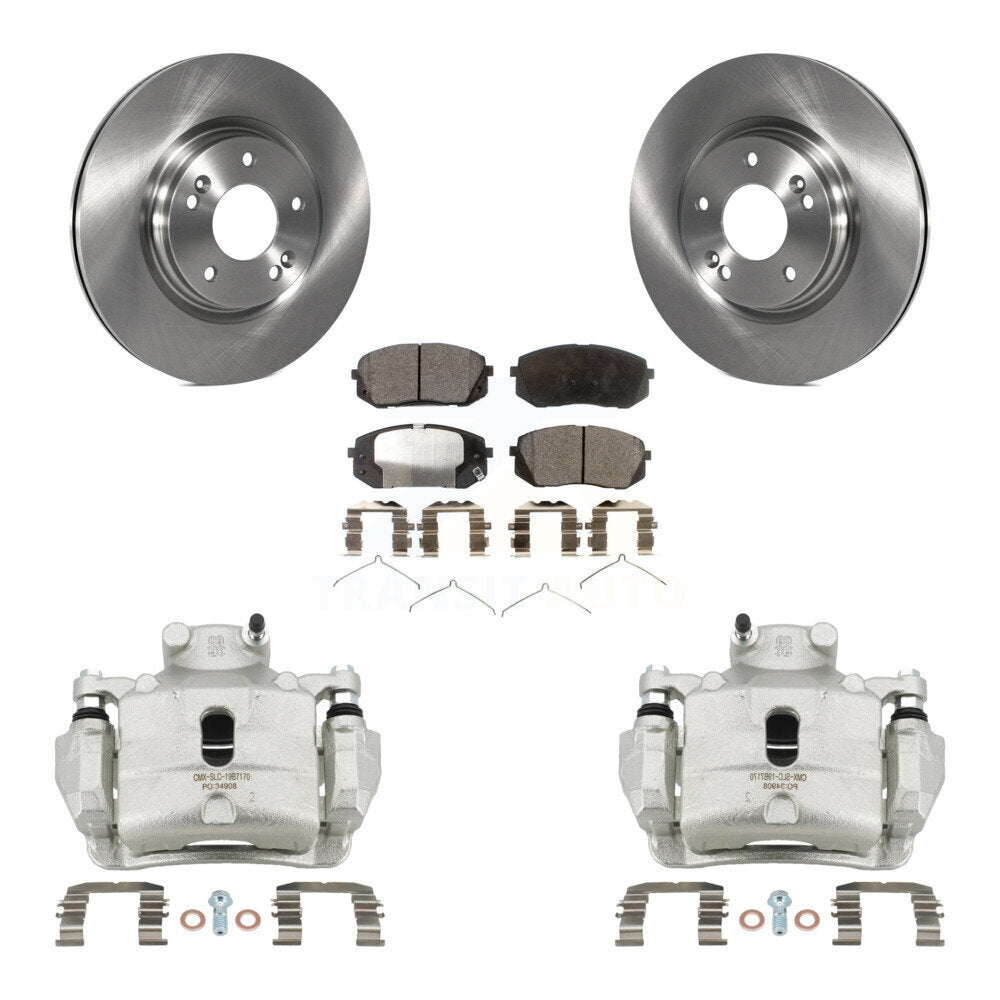 Front Disc Brake Caliper Rotors And Semi-Metallic Pads Kit For Hyundai Sonata Kia Optima KC8-100245P