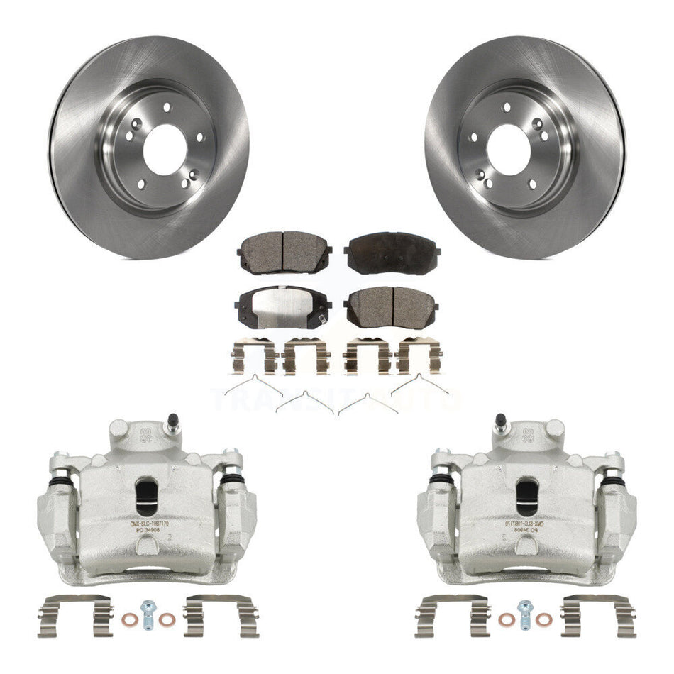 Front Disc Brake Caliper Rotors And Semi-Metallic Pads Kit For Hyundai Sonata Kia Optima KC8-100245P