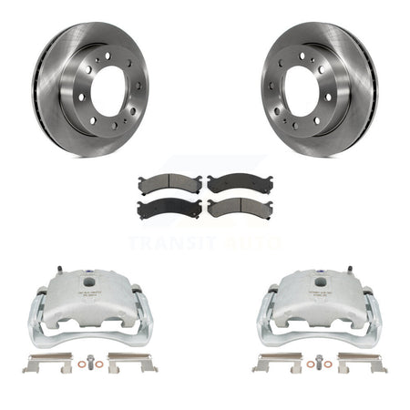 Front Disc Brake Caliper Rotor & Semi-Metallic Pad Kit For Chevrolet Silverado 2500 HD GMC Sierra Express Cadillac DeVille Savana 3500 Hummer H2 Classic 1500 Suburban Yukon XL KC8-100245S by Transit Auto