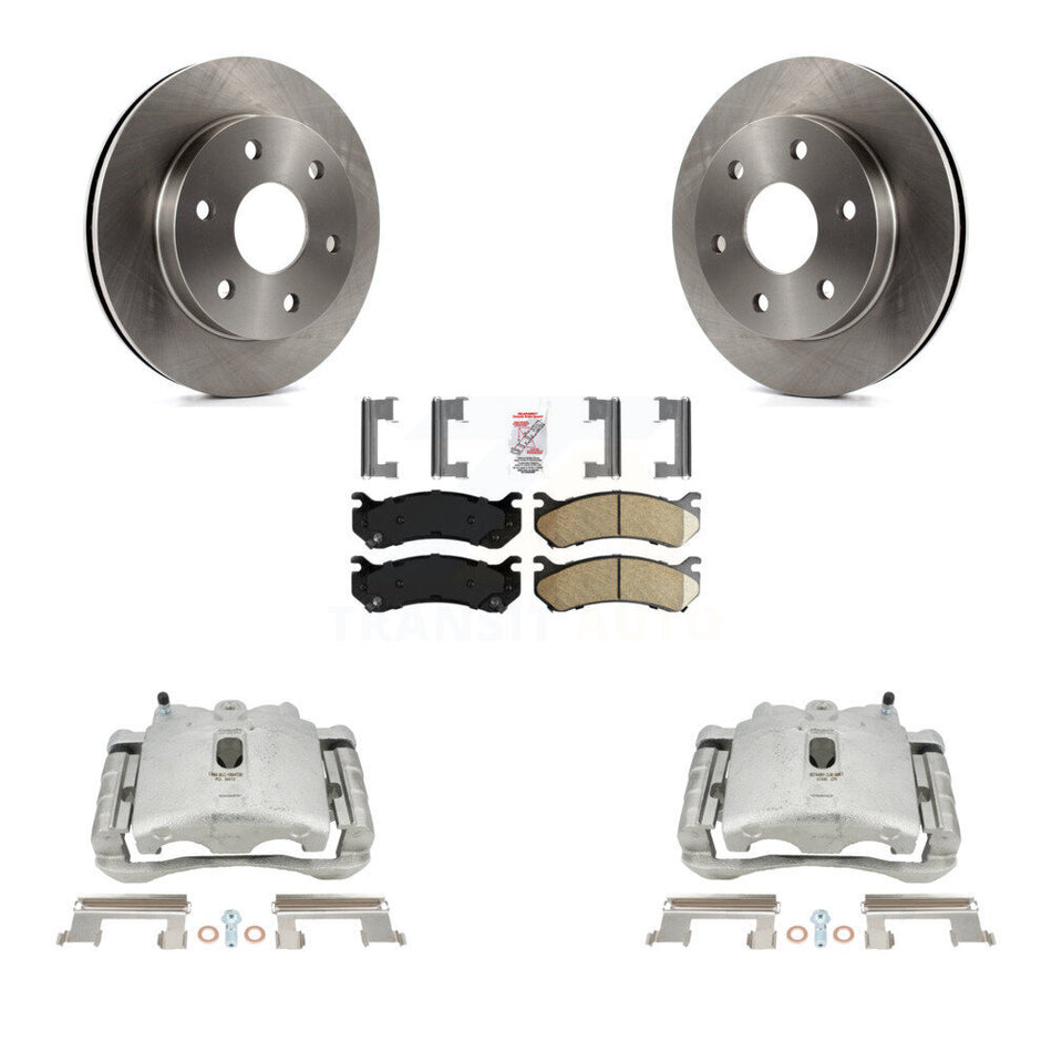 Front Brake Caliper Rotor Ceramic Pad Kit For Chevrolet Silverado 1500 GMC Tahoe Sierra Suburban Yukon Avalanche XL Cadillac Classic Escalade Express Astro ESV EXT Savana 2500 KC8-100249N by Transit Auto