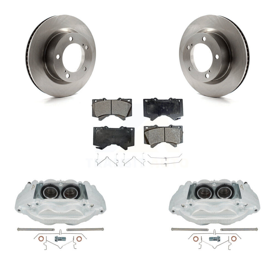 Front Disc Brake Caliper Rotors And Semi-Metallic Pads Kit For Lexus LX570 Toyota Land Cruiser KC8-100249P
