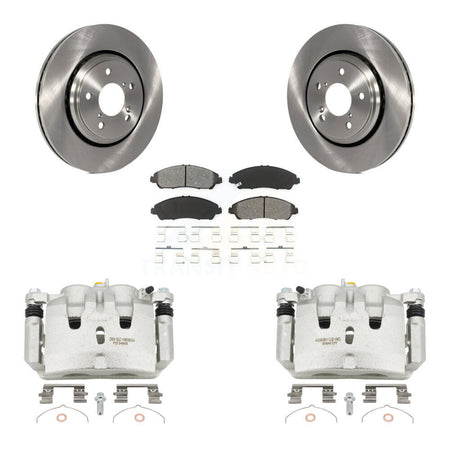 Front Disc Brake Caliper Rotor Semi-Metallic Pad Kit For Honda Pilot Ridgeline Acura MDX KC8-100249S