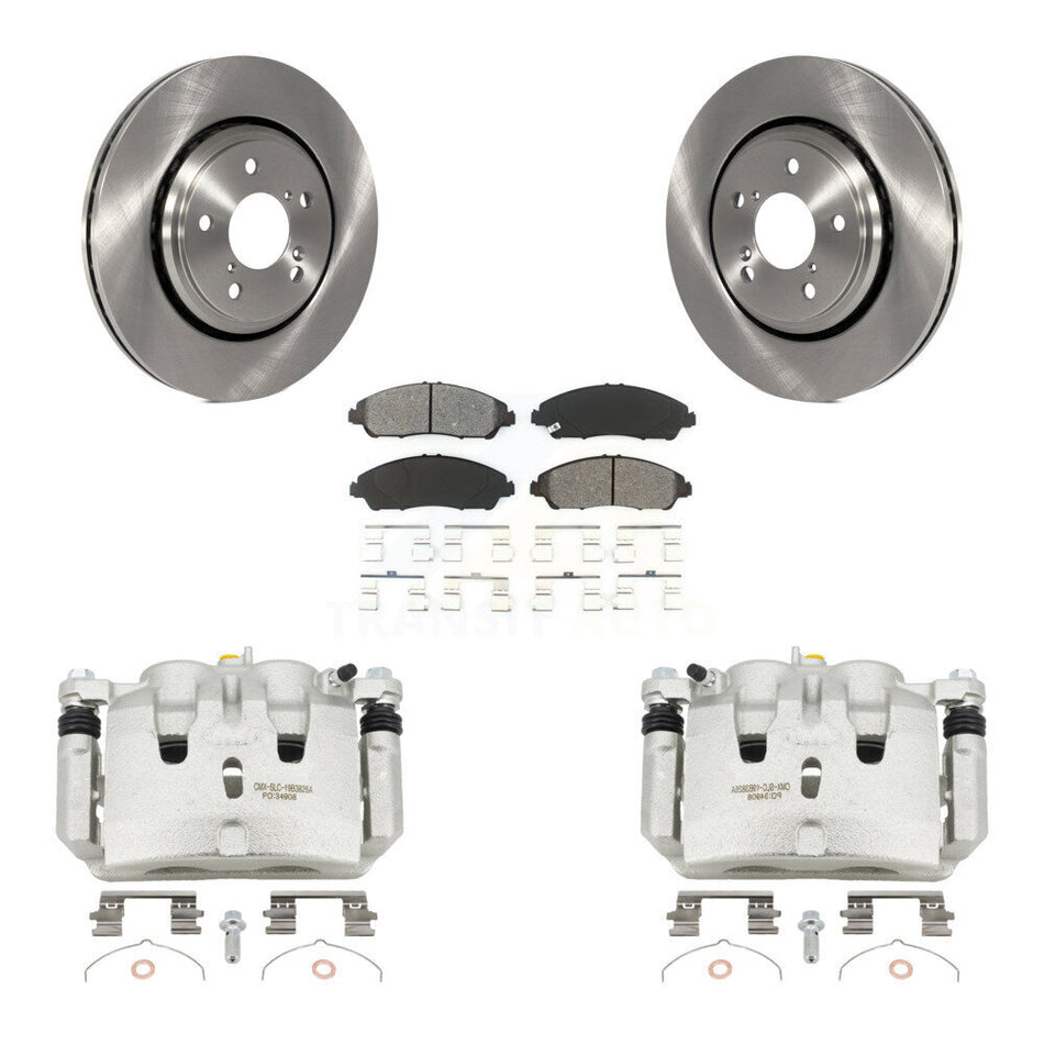 Front Disc Brake Caliper Rotor Semi-Metallic Pad Kit For Honda Pilot Ridgeline Acura MDX KC8-100249S