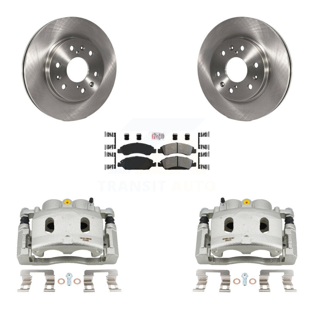 Front Brake Caliper Rotor Semi-Metallic Pad Kit For 15-19 Cadillac XTS With 6 Lug Wheels KC8-100253N