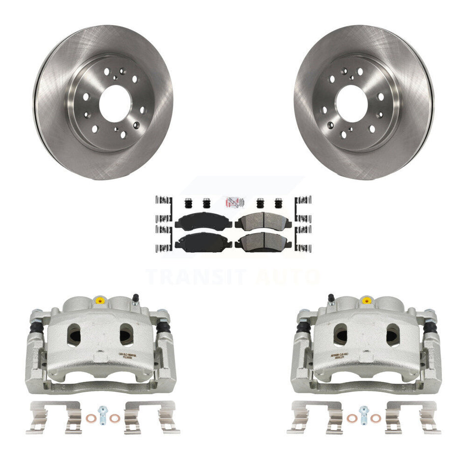 Front Brake Caliper Rotor Semi-Metallic Pad Kit For 15-19 Cadillac XTS With 6 Lug Wheels KC8-100253N