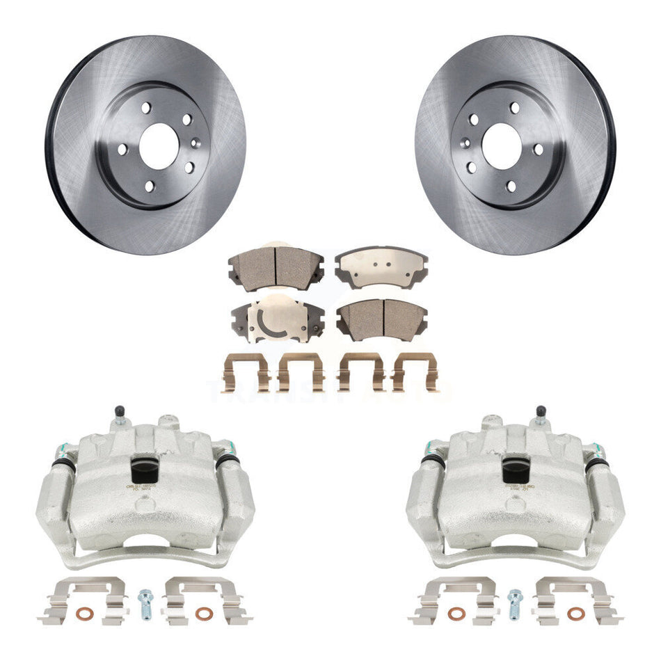 Front Disc Brake Caliper Rotors And Semi-Metallic Pads Kit For 2010-2015 Chevrolet Camaro LT LS with 3.6L KC8-100255P