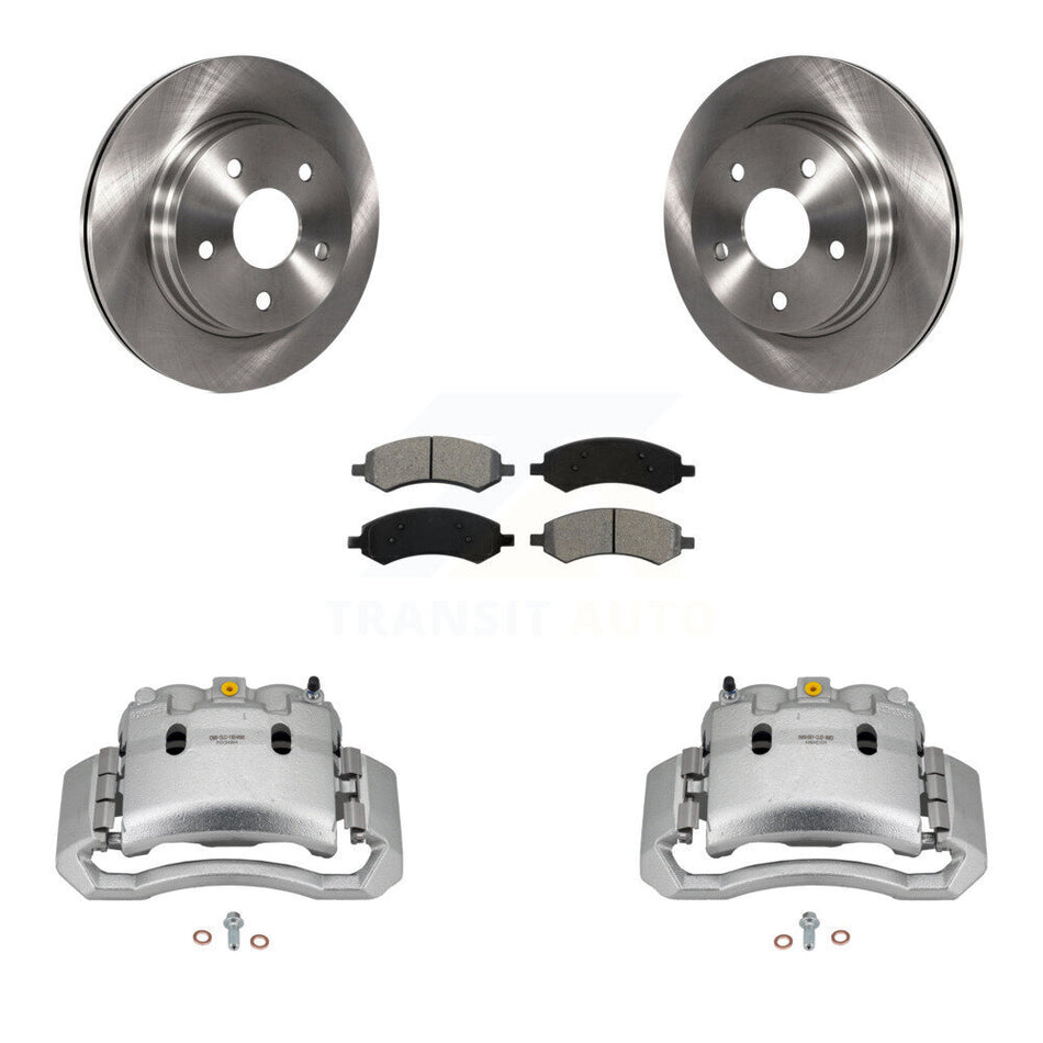 Front Brake Caliper Rotors Semi-Metallic Pad Kit For 06 Dodge Ram 1500 With 5 Lug Wheels KC8-100256S