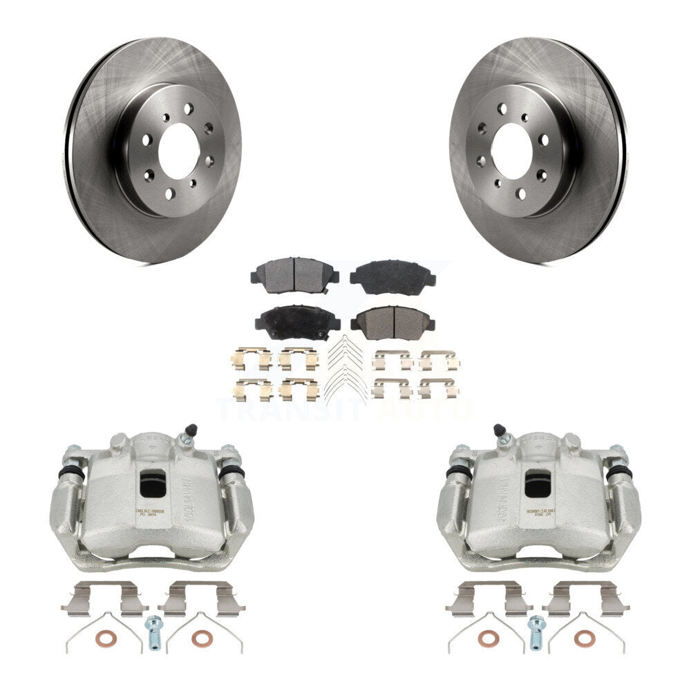 Front Disc Brake Caliper Rotors And Semi-Metallic Pads Kit For Honda Fit KC8-100257P by Transit Auto