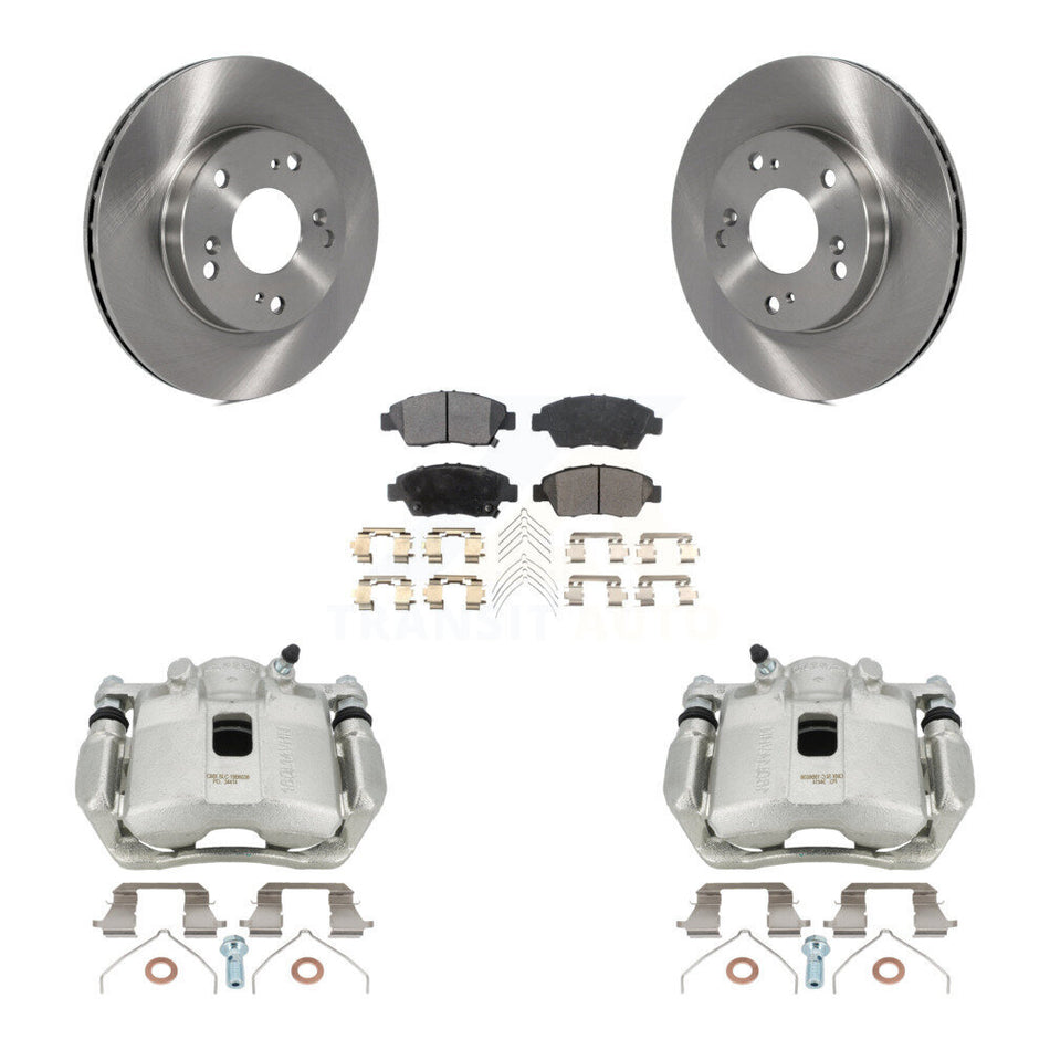 Front Disc Brake Caliper Rotors And Semi-Metallic Pads Kit For 2011-2015 Honda CR-Z KC8-100258P by Transit Auto