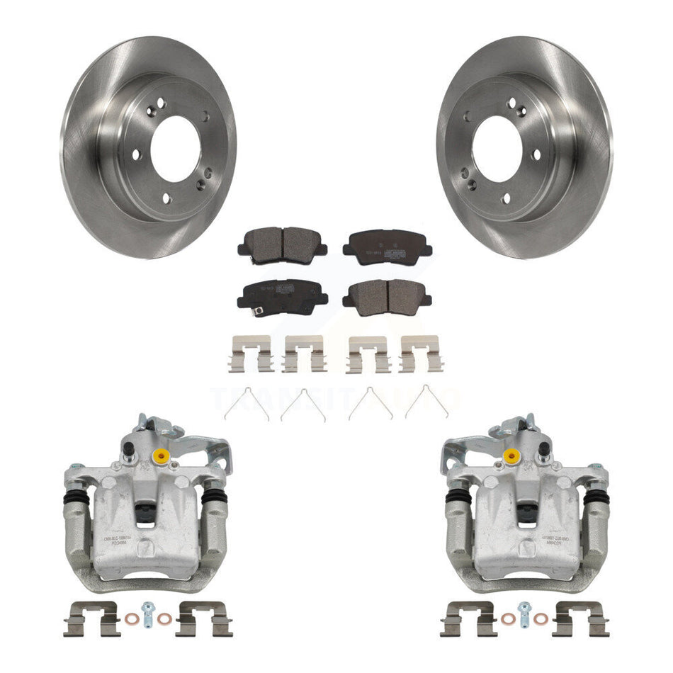 Rear Brake Caliper Rotor & Ceramic Pad Kit For Kia Forte Hyundai Forte5 Veloster Elantra KC8-100263T