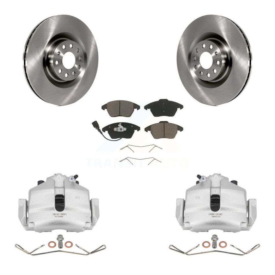 Front Disc Brake Caliper Rotors And Ceramic Pads Kit For 2010 Volkswagen Golf With 345mm Diameter Rotor KC8-100265C