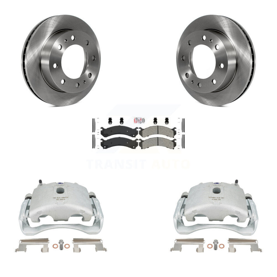 Front Disc Brake Caliper Rotor & Semi-Metallic Pad Kit For Chevrolet Silverado 2500 HD GMC Sierra Express Cadillac DeVille Savana 3500 Hummer H2 Classic 1500 Suburban Yukon XL KC8-100271N by Transit Auto