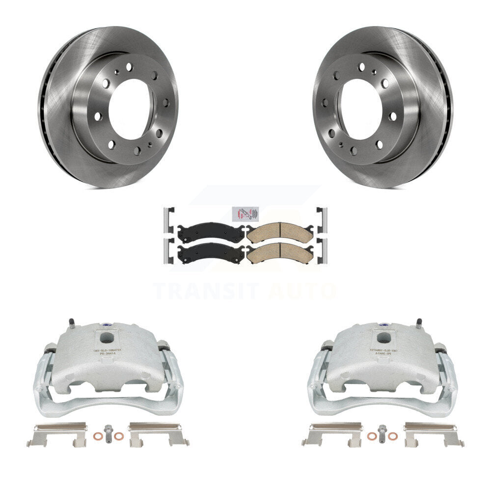 Front Brake Caliper Rotors & Ceramic Pad Kit For Chevrolet Silverado 2500 HD GMC Sierra Express Cadillac DeVille Savana 3500 Hummer H2 Classic 1500 Suburban Yukon XL Avalanche KC8-100272N by Transit Auto