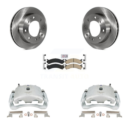 Front Brake Caliper Rotors & Ceramic Pad Kit For Chevrolet Silverado 2500 HD GMC Sierra Express Cadillac DeVille Savana 3500 Hummer H2 Classic 1500 Suburban Yukon XL Avalanche KC8-100272N by Transit Auto