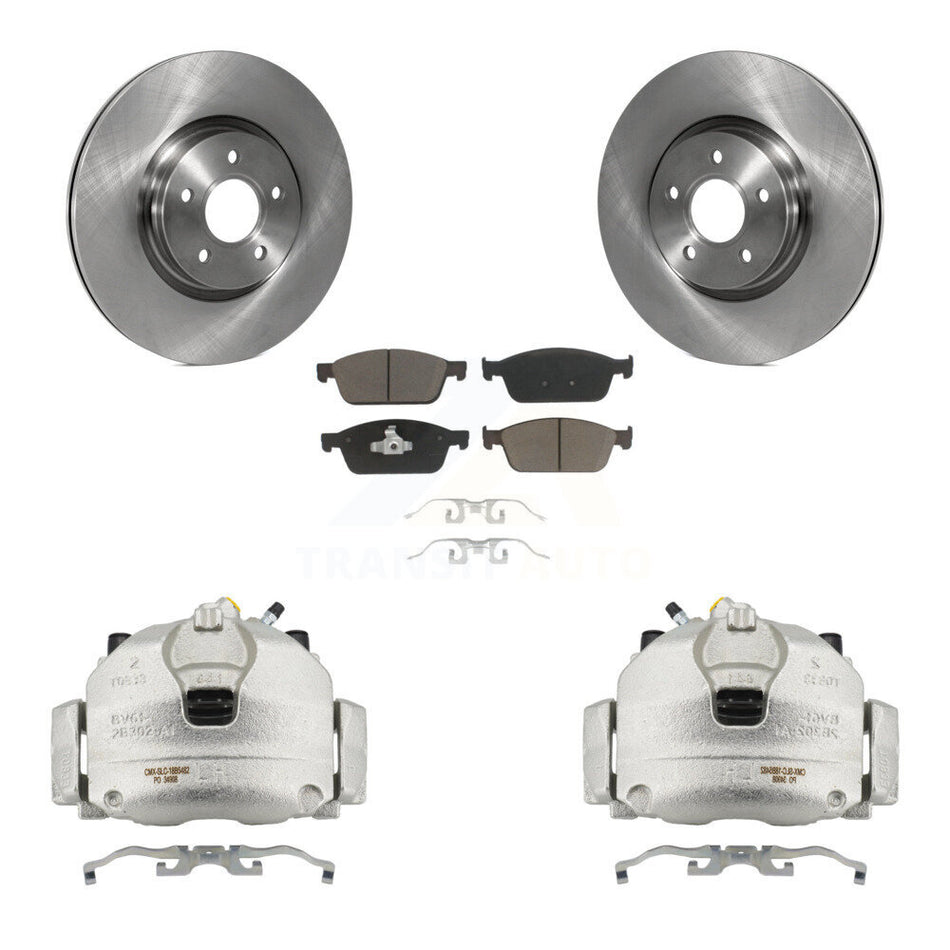 Front Brake Caliper Rotor Ceramic Pad Kit For 13-18 Ford Focus With 320mm Diameter KC8-100273C