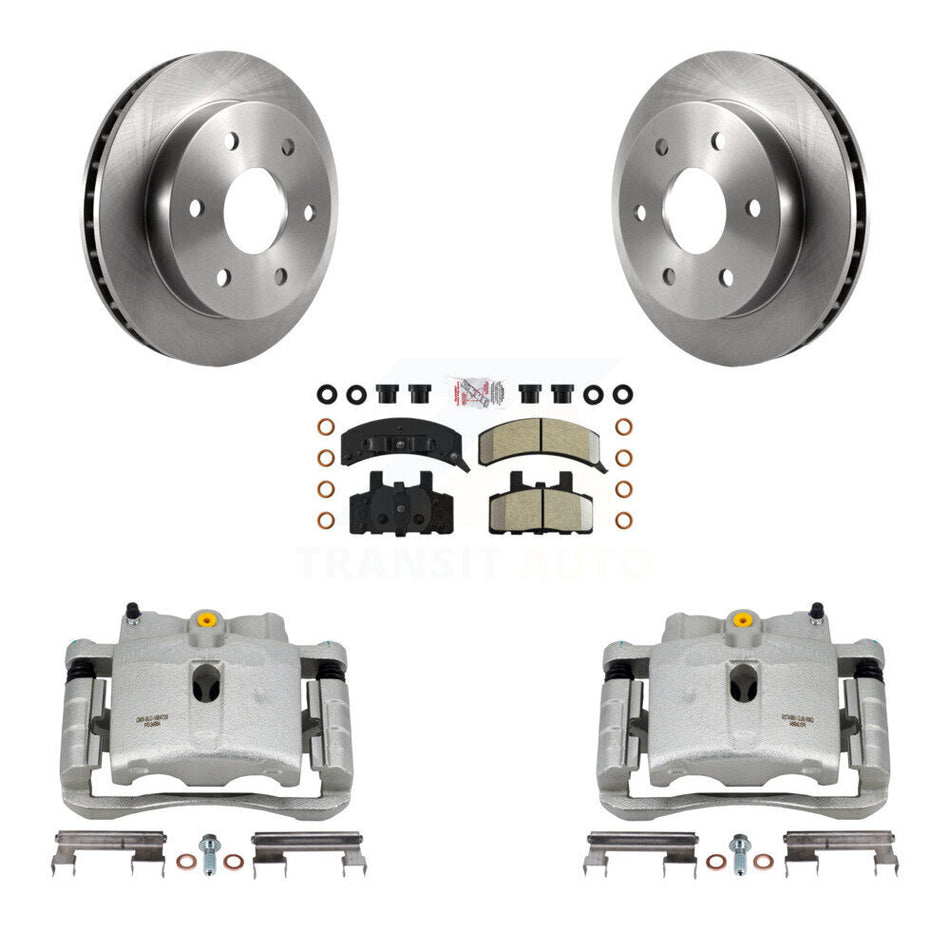 Front Disc Brake Caliper Rotors And Semi-Metallic Pads Kit For 2000 Chevrolet Tahoe 4WD with 5.3L 4.8L With Rear Drum Brakes KC8-100276N