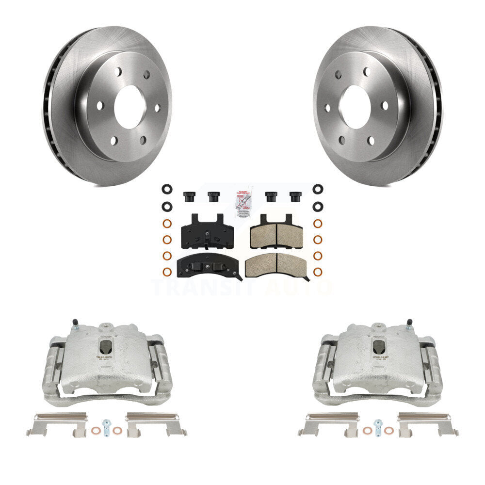 Front Disc Brake Caliper Rotors And Semi-Metallic Pads Kit For 2000 Chevrolet Tahoe 4WD with 5.3L 4.8L With Rear Drum Brakes KC8-100277N by Transit Auto