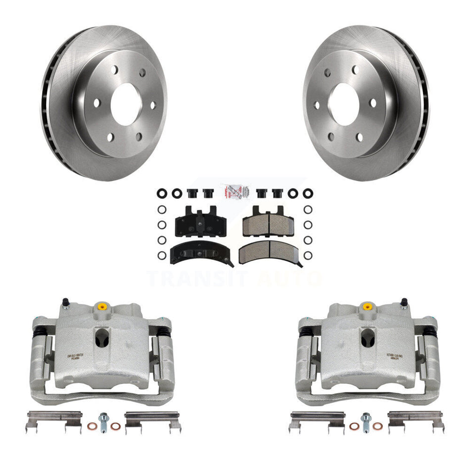 Front Disc Brake Caliper Rotors And Semi-Metallic Pads Kit For 2000 Chevrolet Tahoe 4WD with 5.3L 4.8L With Rear Drum Brakes KC8-100278N