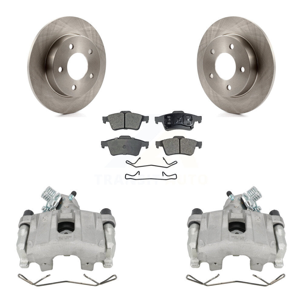 Rear Disc Brake Caliper Rotors And Ceramic Pads Kit For 2004-2005 Mazda 3 2.0L KC8-100280T