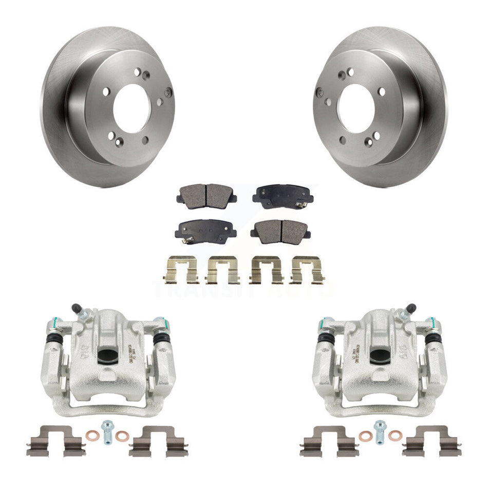 Rear Disc Brake Caliper Rotors And Ceramic Pads Kit For 2009-2010 Hyundai Sonata 2.4L KC8-100285T by Transit Auto