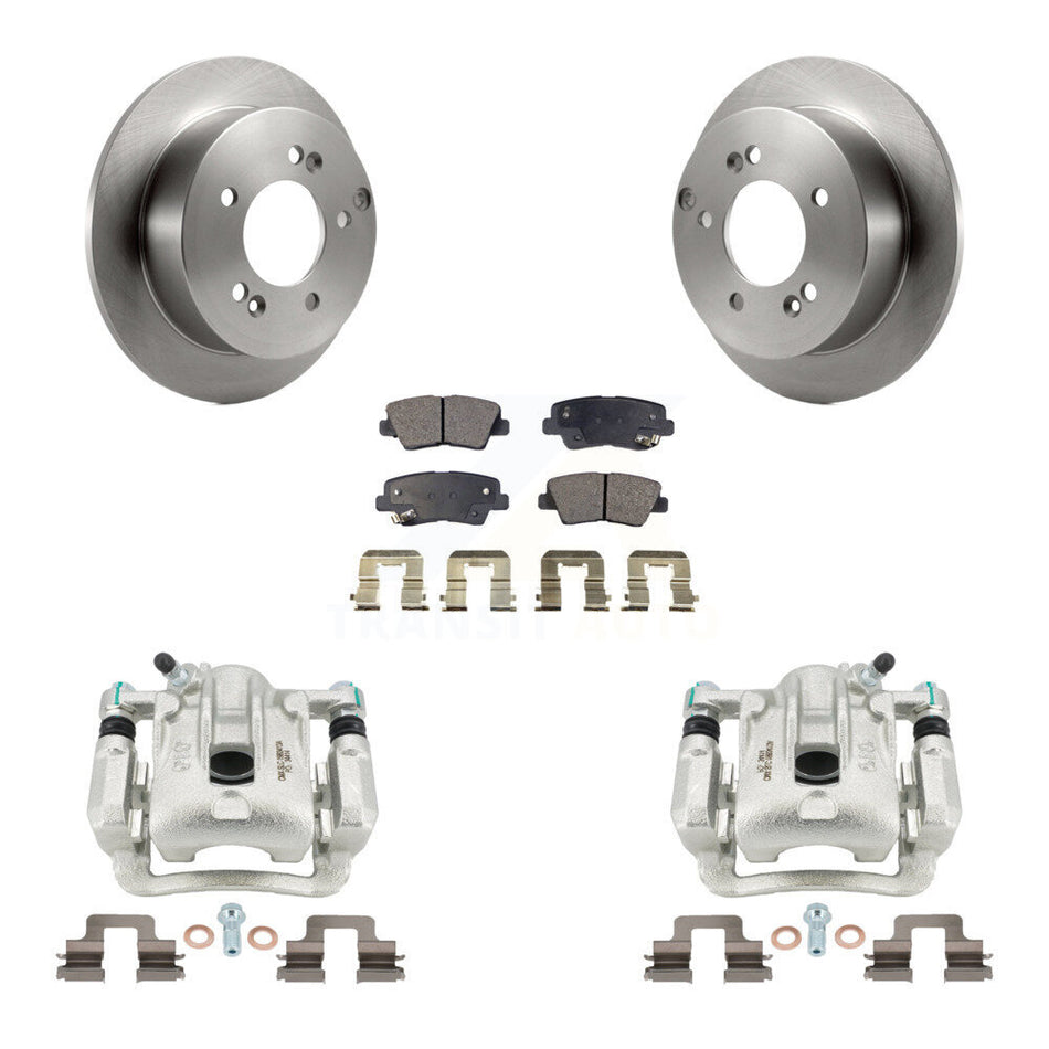 Rear Disc Brake Caliper Rotors And Ceramic Pads Kit For 2009-2010 Hyundai Sonata 2.4L KC8-100285T