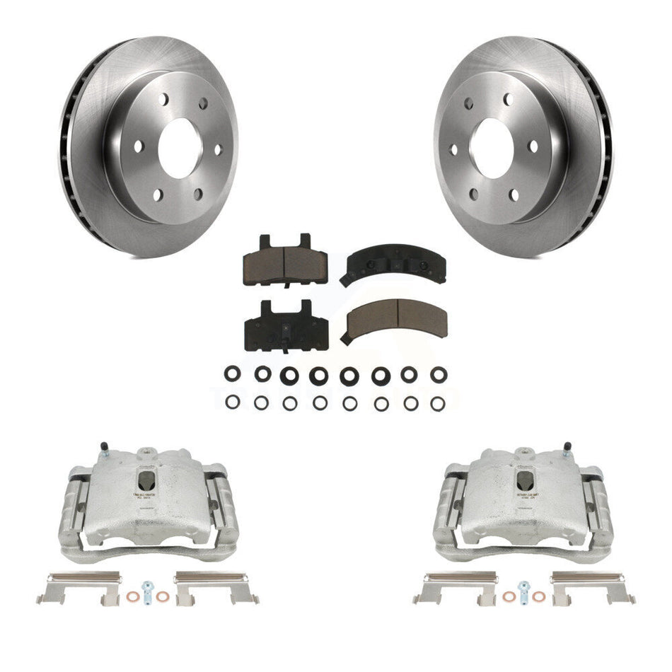 Front Disc Brake Caliper Rotors And Ceramic Pads Kit For 2000 Chevrolet Tahoe 4WD with 5.3L 4.8L With Rear Drum Brakes KC8-100287C by Transit Auto