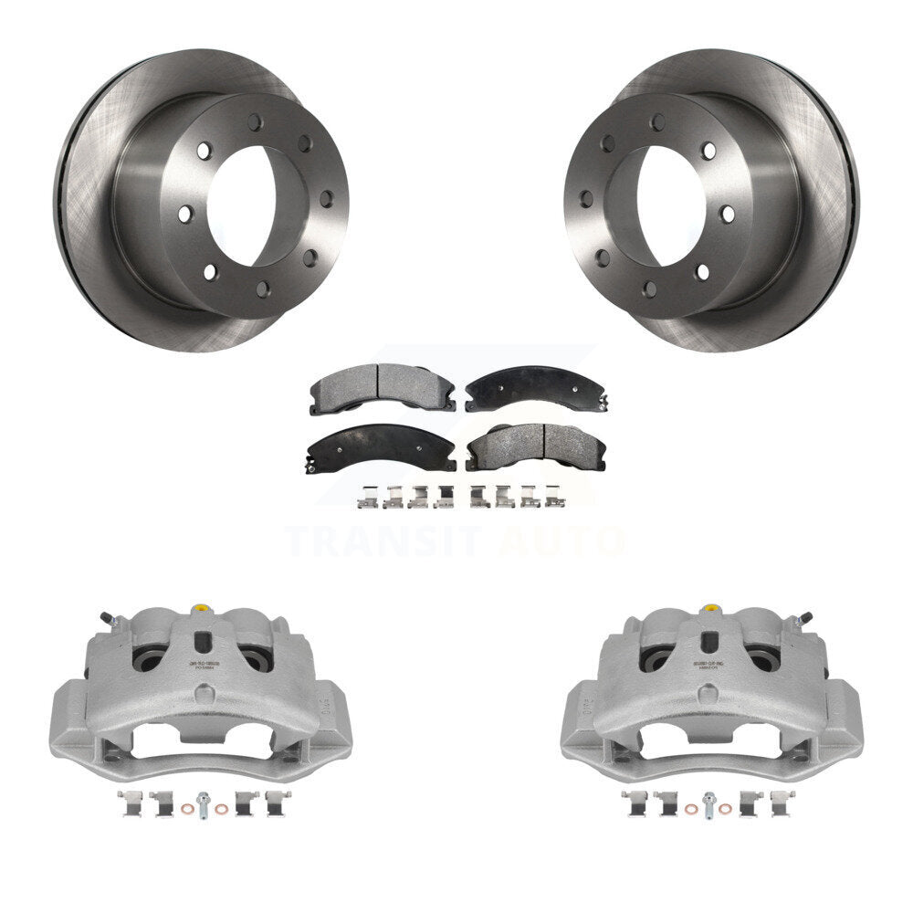 Rear Disc Brake Caliper Rotor Ceramic Pad Kit For GMC Sierra 3500 HD Chevrolet Silverado KC8-100291T