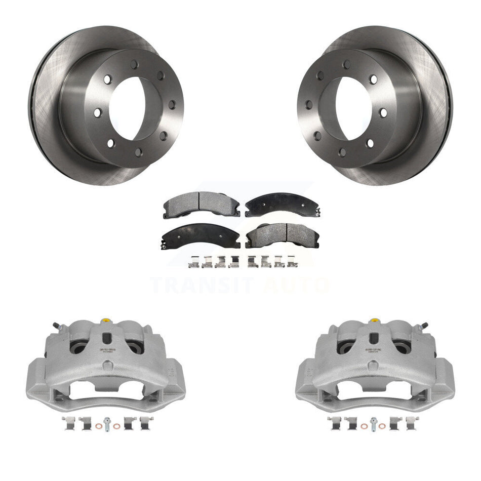 Rear Disc Brake Caliper Rotor Ceramic Pad Kit For GMC Sierra 3500 HD Chevrolet Silverado KC8-100291T