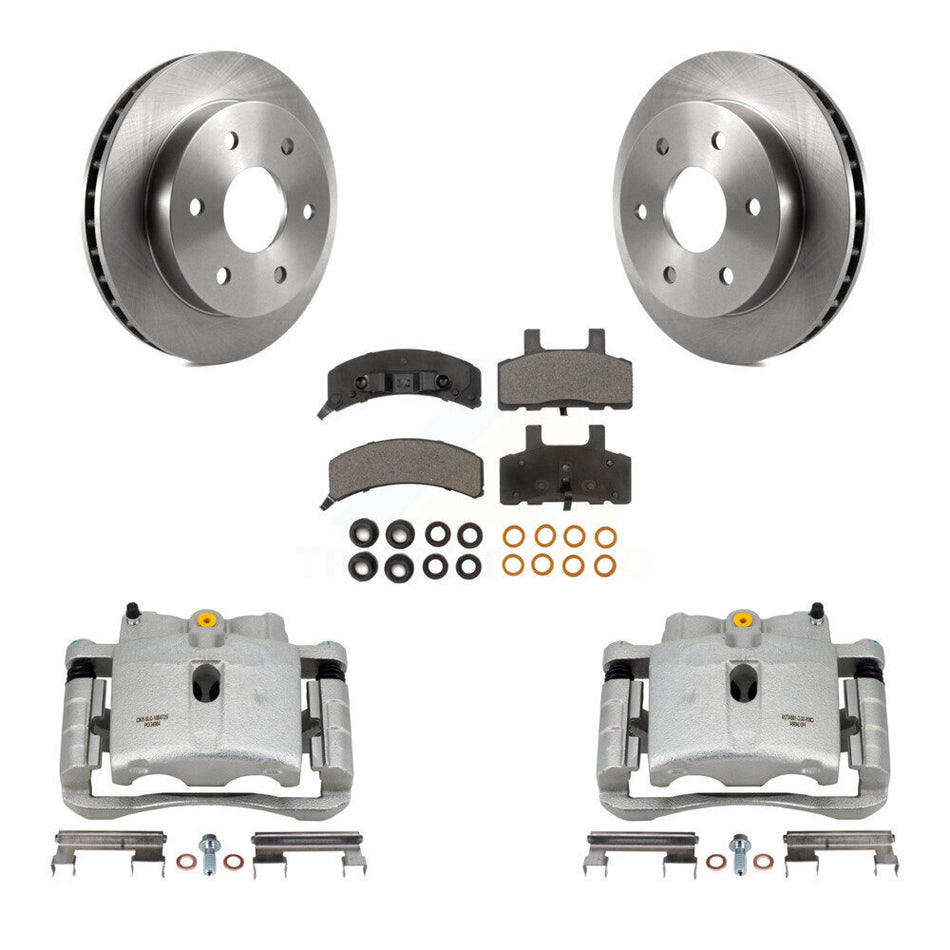 Front Disc Brake Caliper Rotors And Semi-Metallic Pads Kit For 2000 Chevrolet Tahoe 4WD with 5.3L 4.8L With Rear Drum Brakes KC8-100293P
