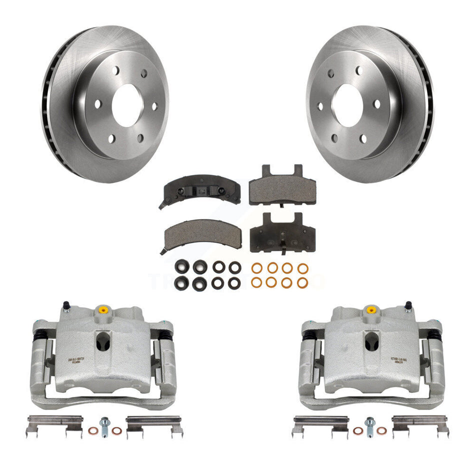 Front Disc Brake Caliper Rotors And Semi-Metallic Pads Kit For 2000 Chevrolet Tahoe 4WD with 5.3L 4.8L With Rear Drum Brakes KC8-100293P