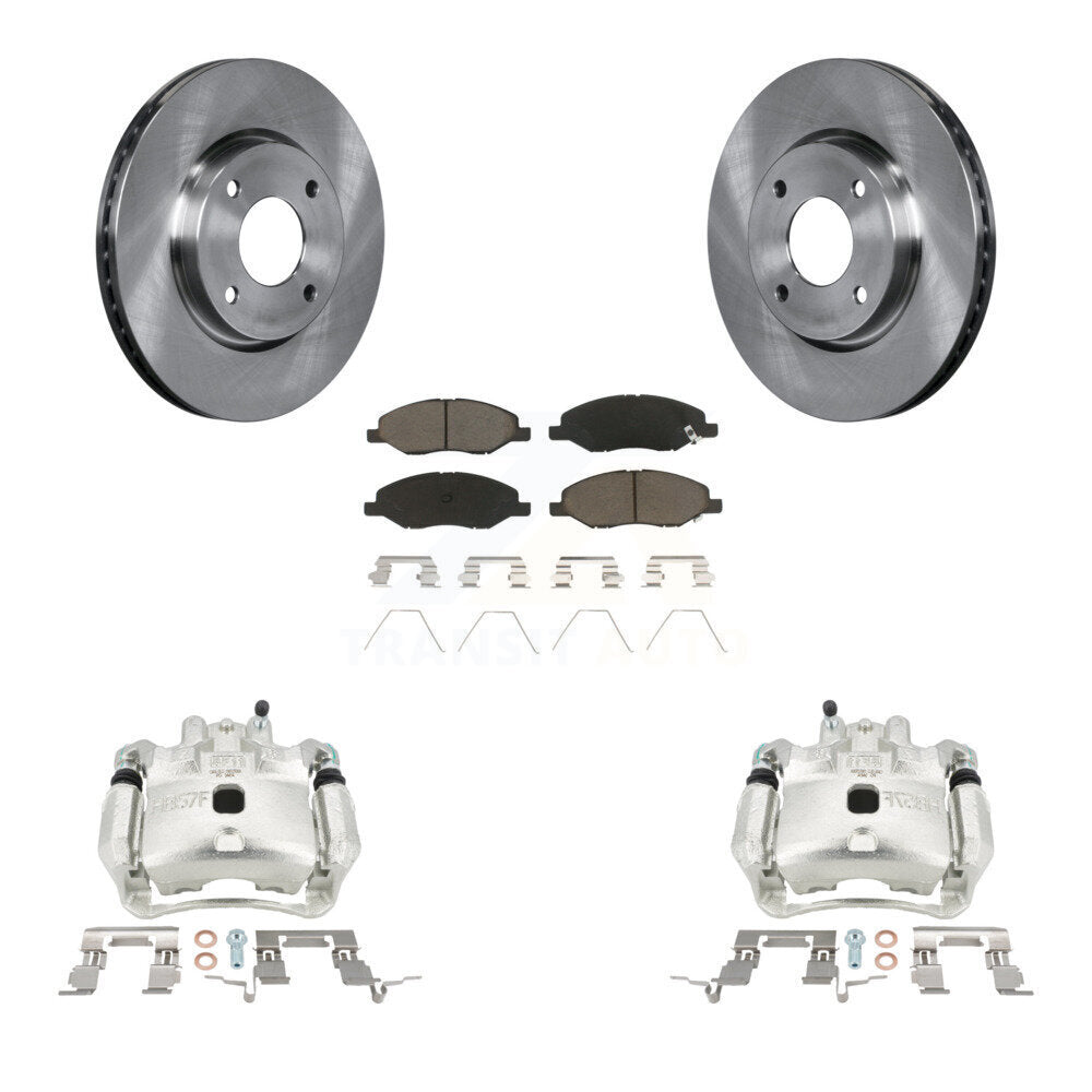 Front Disc Brake Caliper Rotors And Ceramic Pads Kit For 2008 Nissan Versa 4-Wheel ABS KC8-100294C