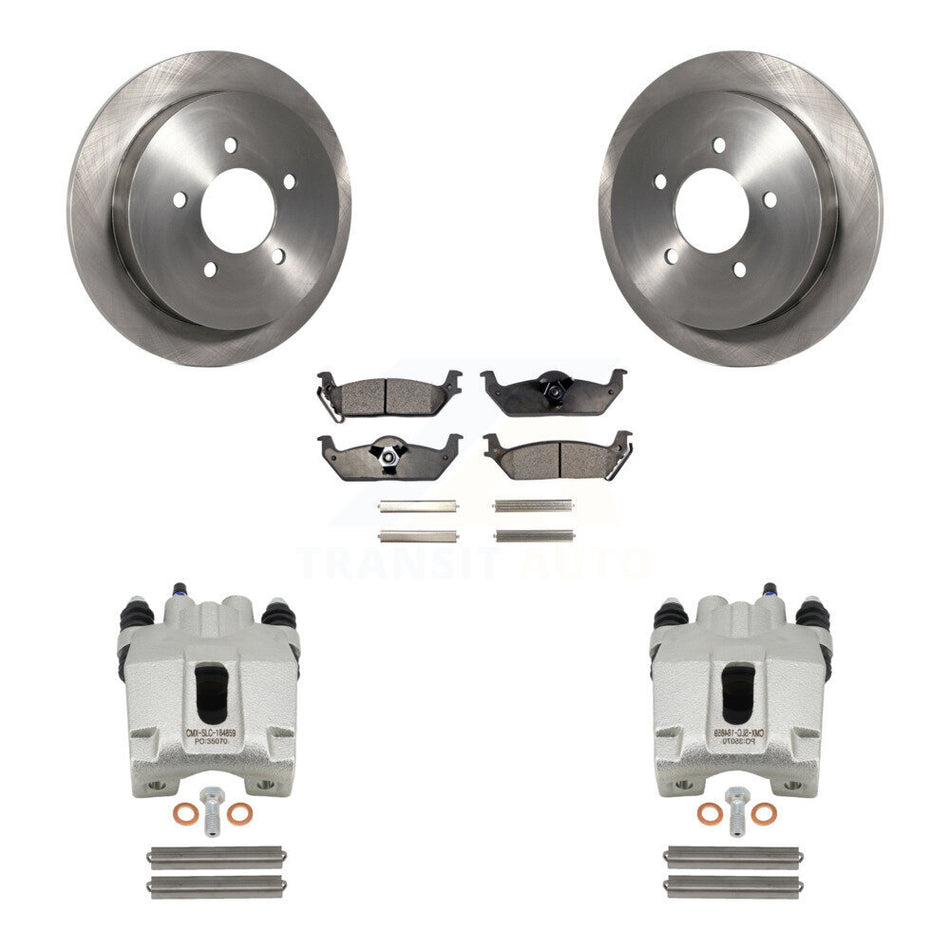 Rear Disc Brake Caliper Rotors And Ceramic Pads Kit For 2004 Ford F-150 With 5 Lug Wheels 11th Digit Of Vin Is C KC8-100294T