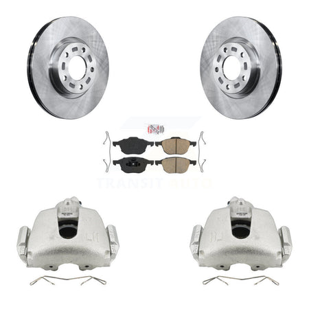 Front Disc Brake Caliper Rotors & Ceramic Pad Kit For 2010 Mazda 3 Sport GS GT with 2.5L KC8-100295N