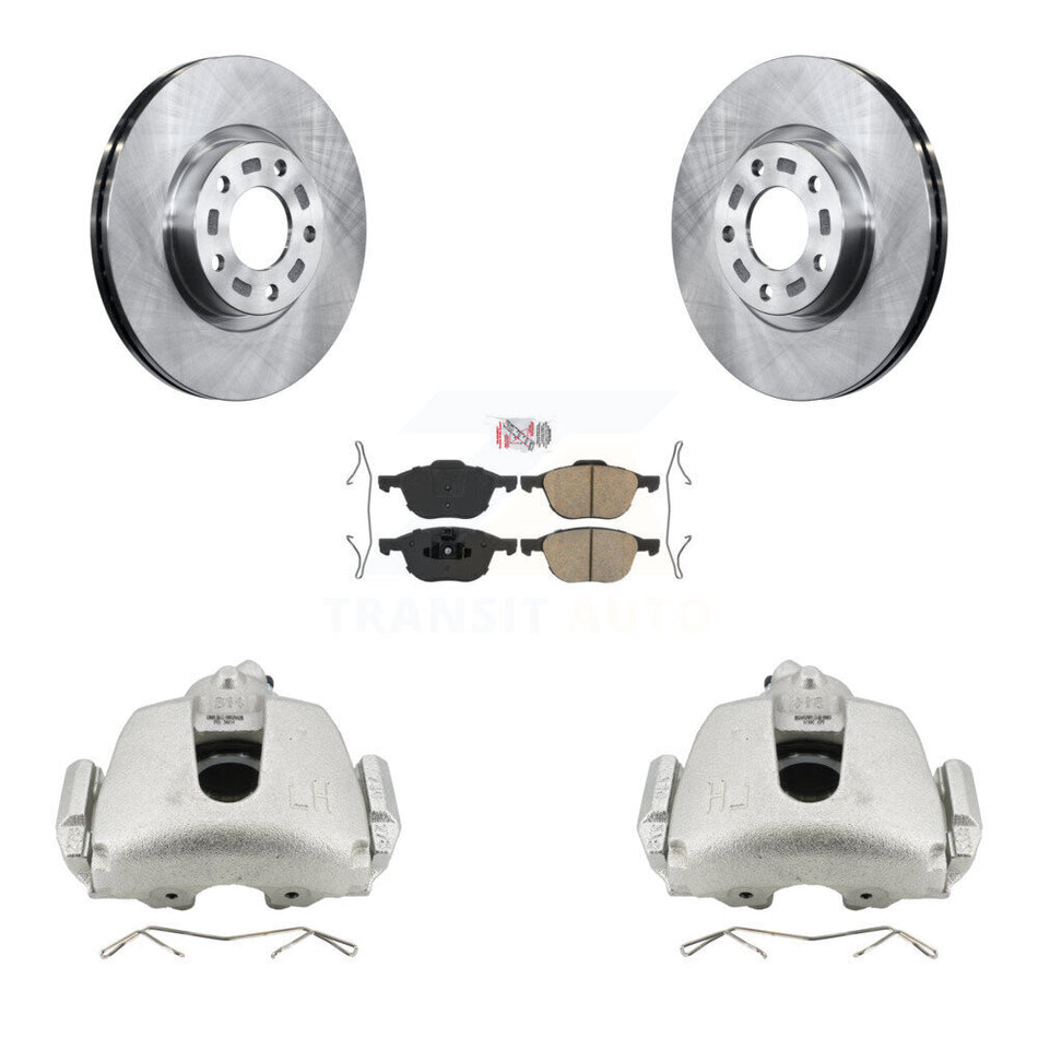 Front Disc Brake Caliper Rotors & Ceramic Pad Kit For 2010 Mazda 3 Sport GS GT with 2.5L KC8-100295N